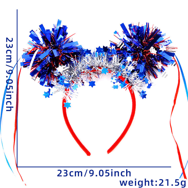 Unisex nan glittering party headband with tinsel pom-poms and star decoration Kalsten