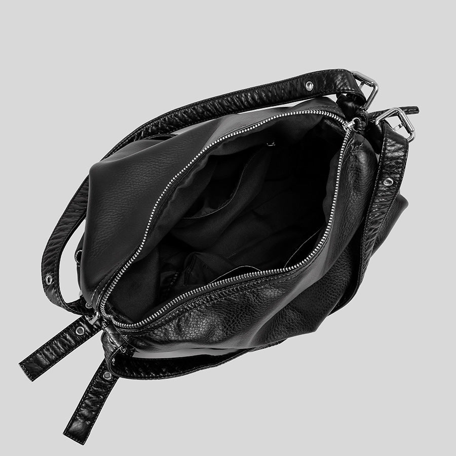Casual Slouchy Leather Shoulder Bag