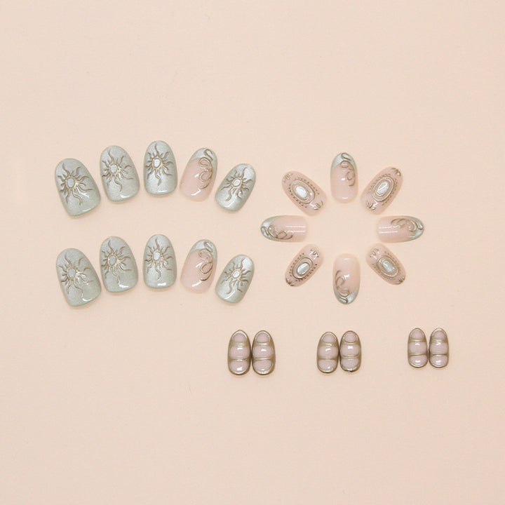 Artistic Sun-Embellished Press-On Nail Tips Kalsten