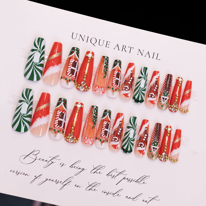 Holiday-Themed Decorative Press-On Nails