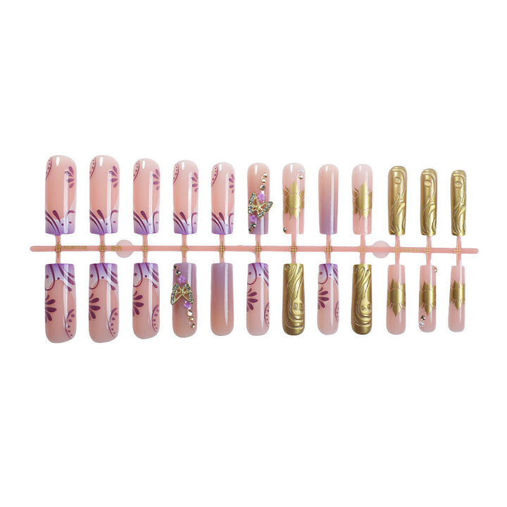 Artificial nail set with delicate flower and glitter accents Kalsten