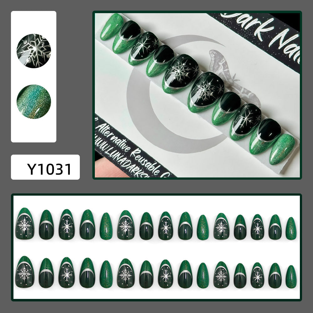 Glamorous artificial nails with intricate Christmas design Kalsten