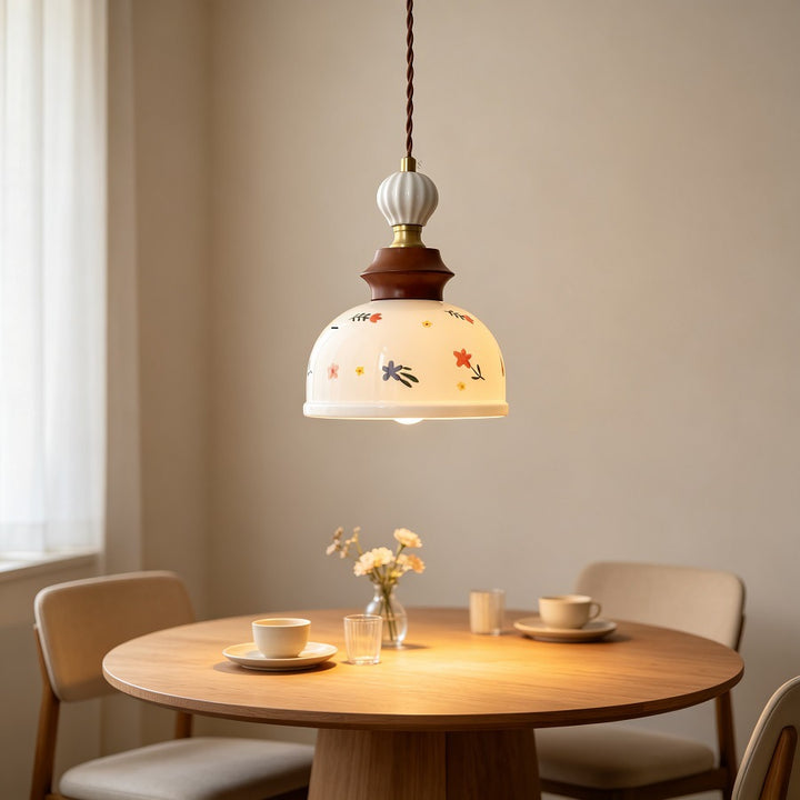 Floral Glass Pendant Light
