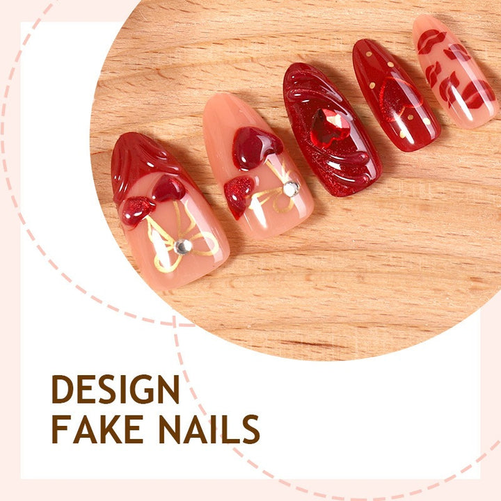 Artificial nail set with creative heart designs Kalsten