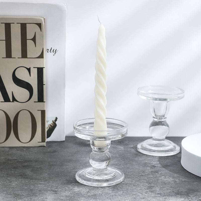 Hand-Poured Sculptural Twisted Taper Candle for Home Decor