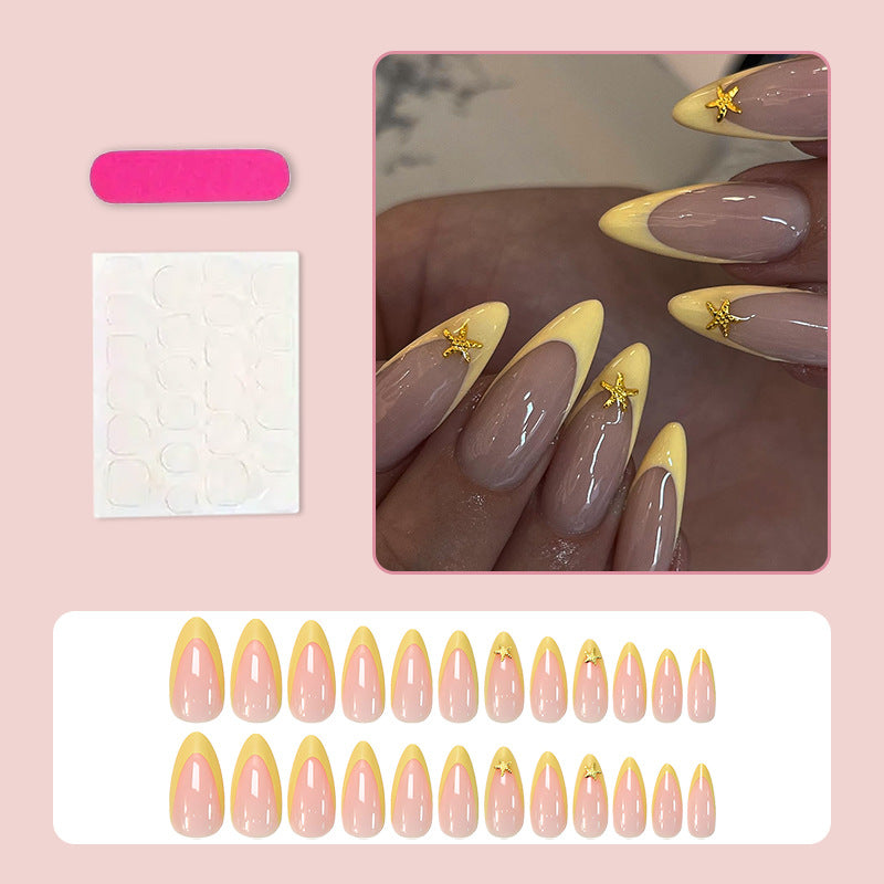 Artificial nail set with elegant tip and golden details Kalsten