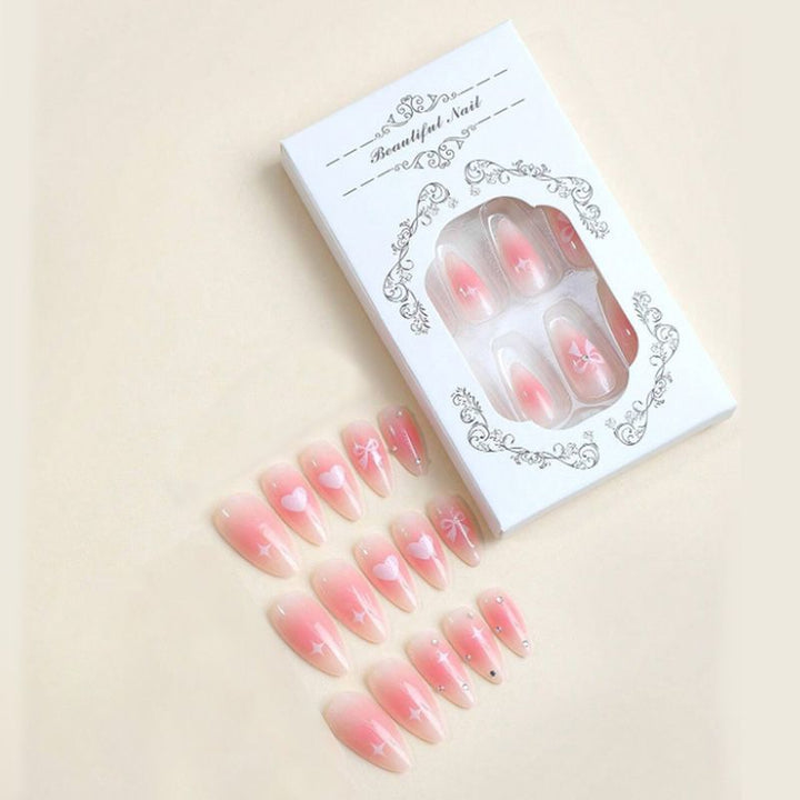 Artificial nail set with delicate bow embellishments Kalsten