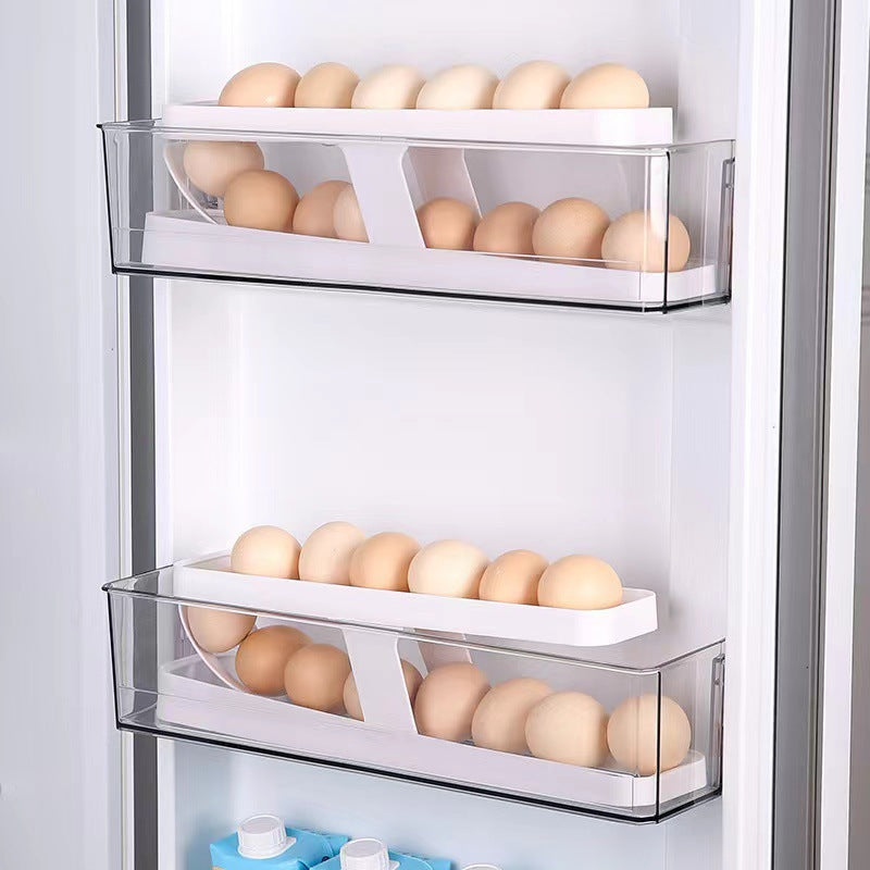 Dual-Tier Automatic Gravity-Feed Egg Storage Dispenser Rack
