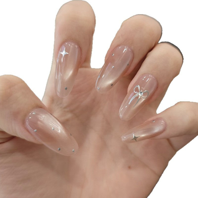 Elegant Stiletto Nail Tips with Bow Accents Kalsten