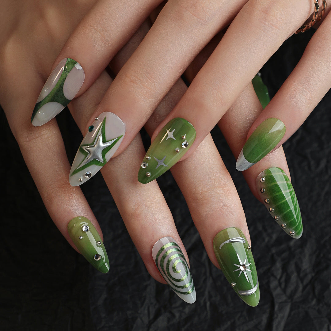 Artificial nails with modern geometric designs Kalsten