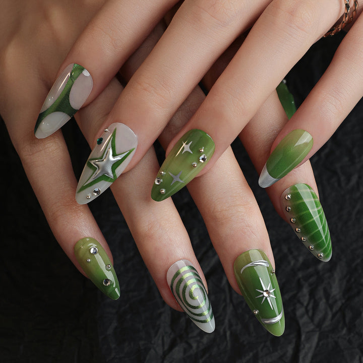 Artificial nails with modern geometric designs Kalsten