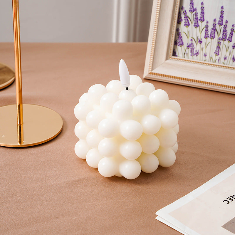 Bubble-Grid Cube LED Flameless Decorative Tabletop Candle Lamp