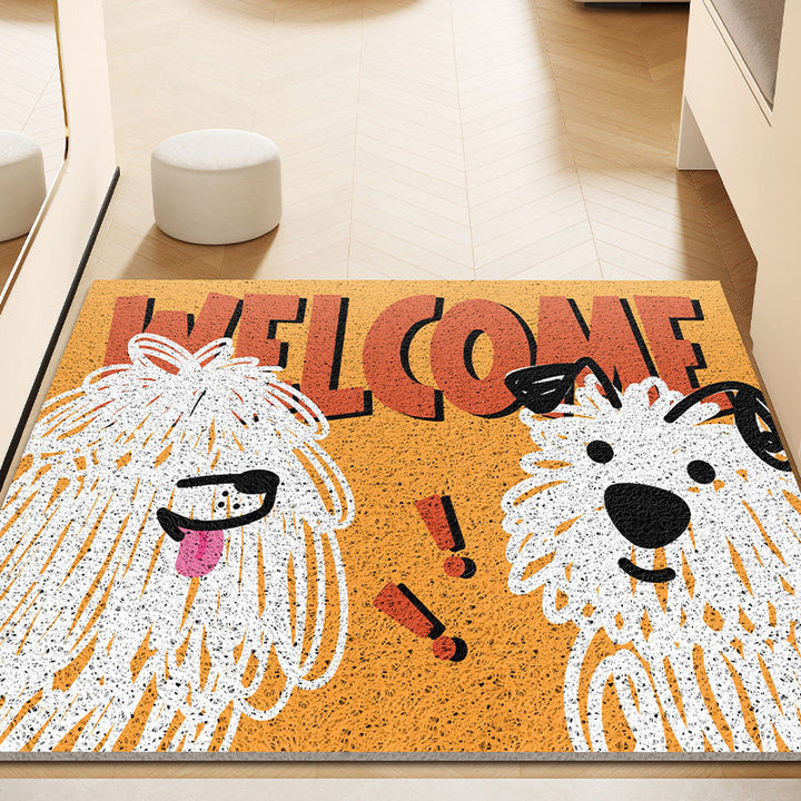 Cartoon Dog Themed Welcome Mat for Door