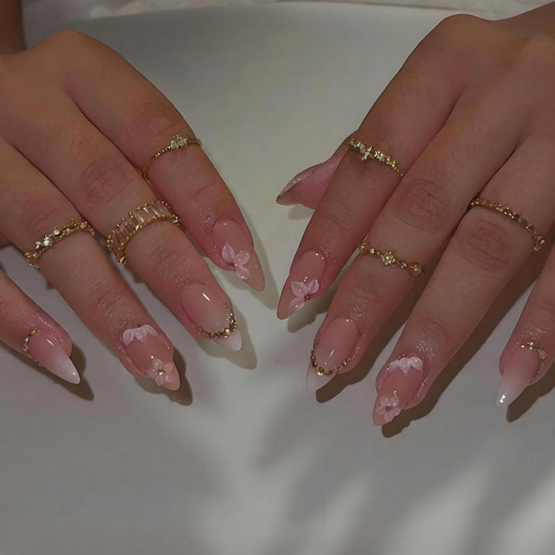 Artificial nail set with romantic flower and glitter accents Kalsten