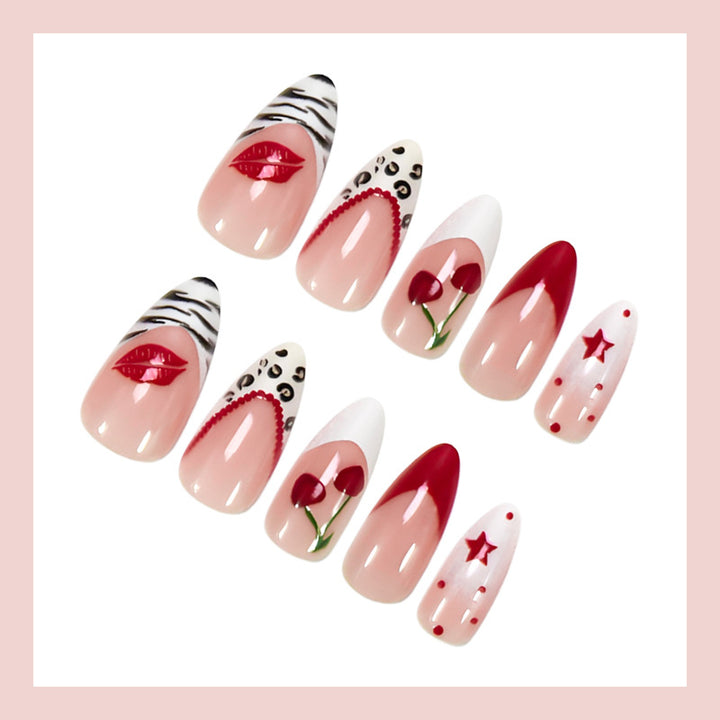 Artificial nail set with creative star and flower motifs Kalsten