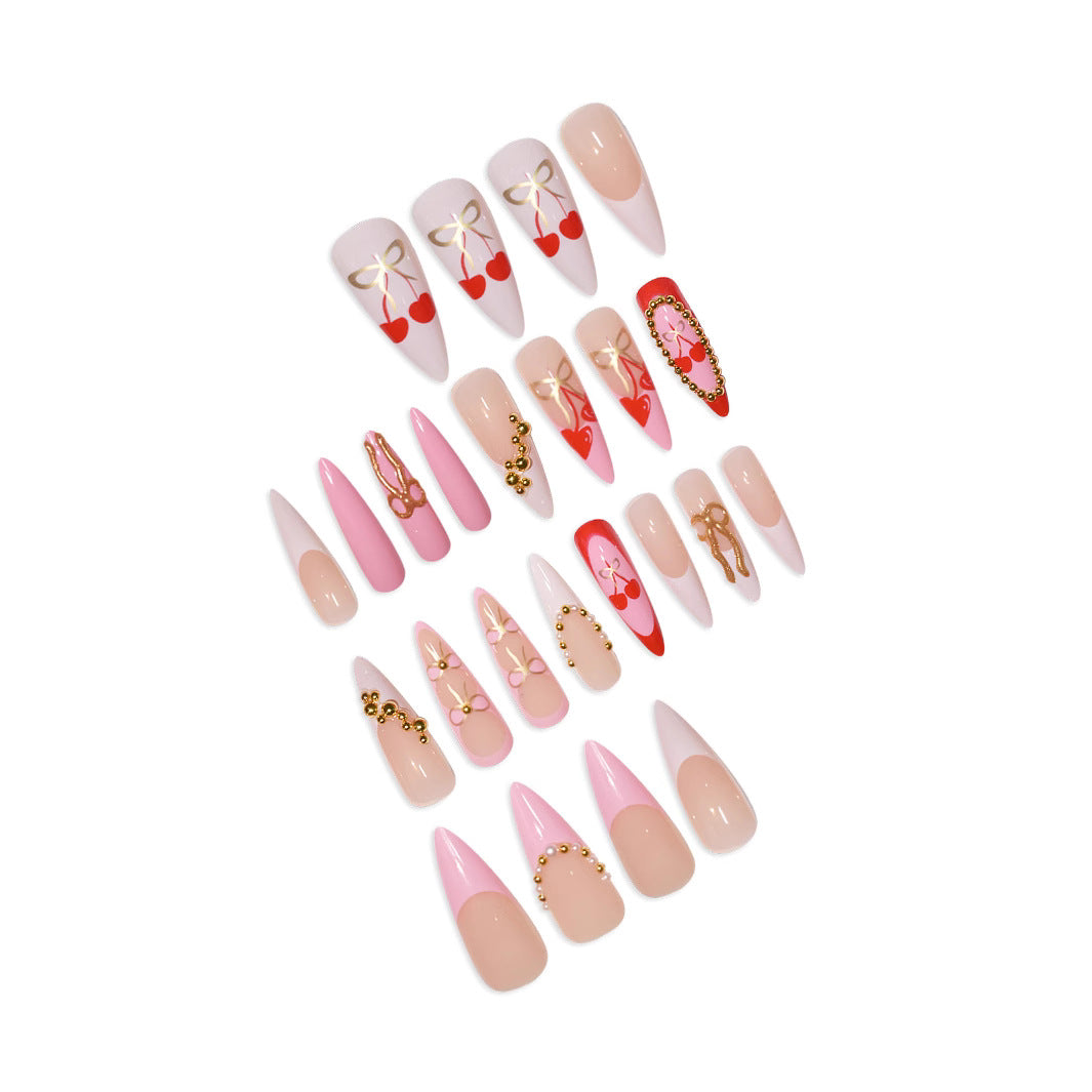 Elegant Gold-Embellished Nail Extensions Kalsten