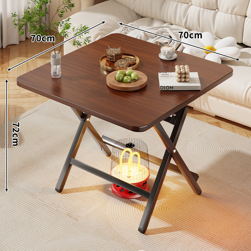Foldable Square Coffee and Side Table with Marble-Effect Top and Collapsible X-Leg Frame
