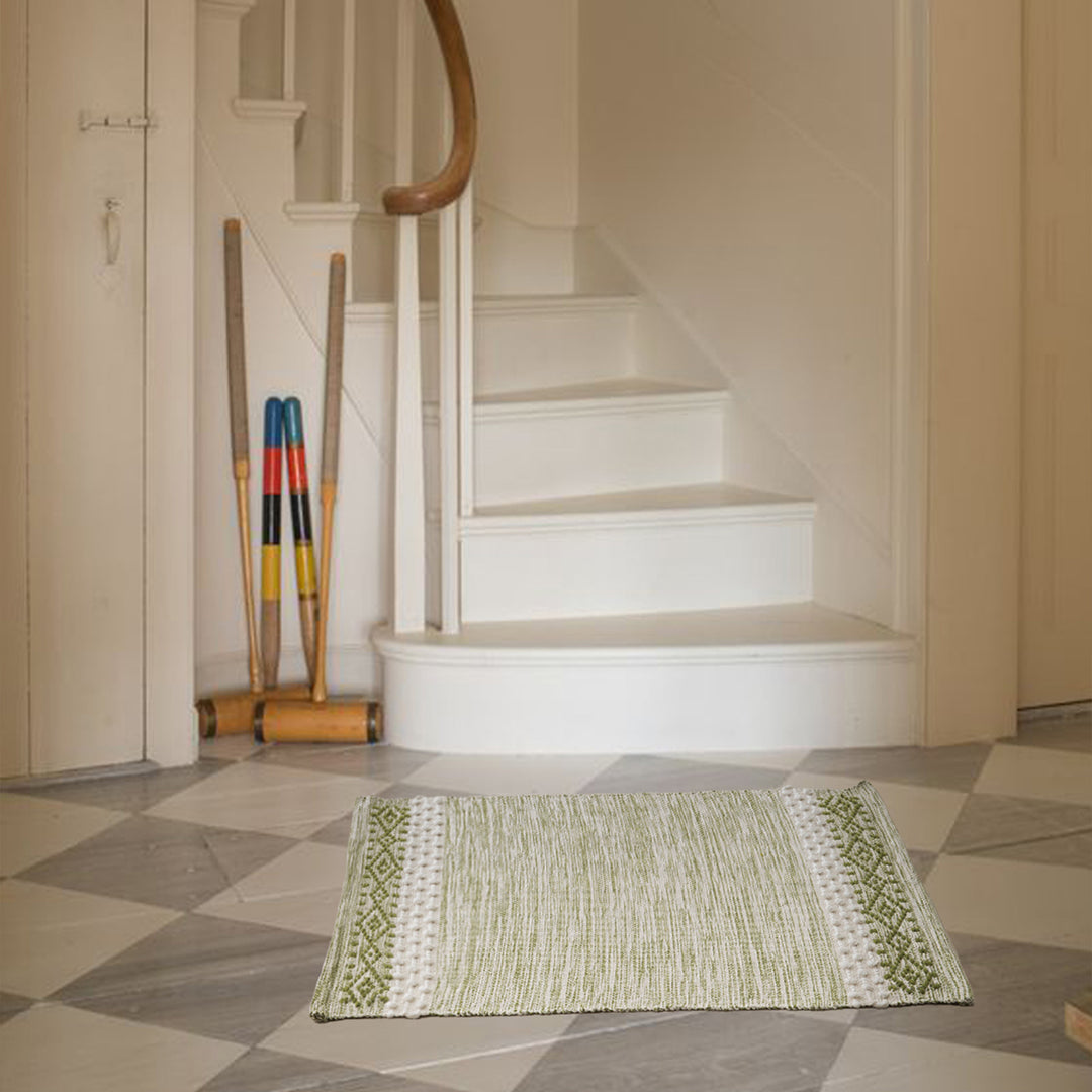 Handwoven runner with tassels and fine striped texture