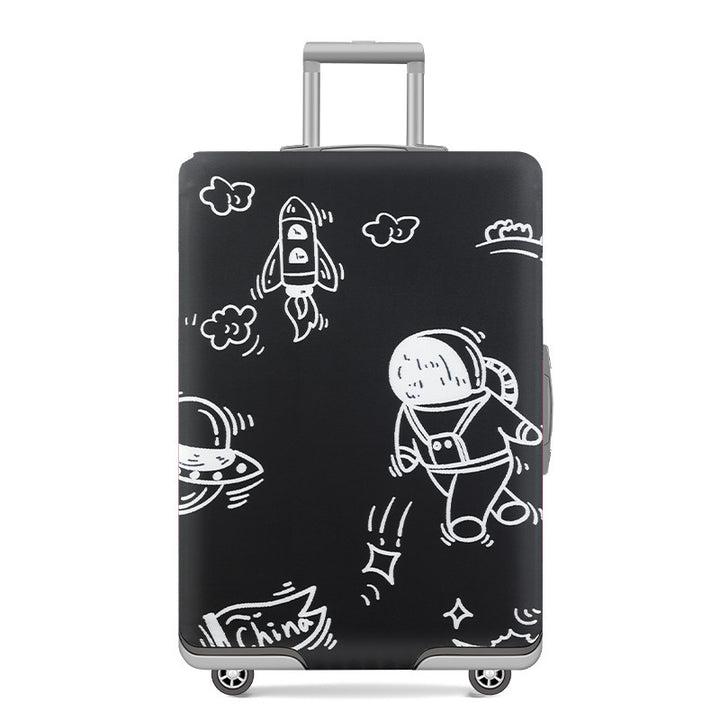 Unisex nan elastic motif suitcase cover made of stretchable polyester with handle and wheel openings Kalsten