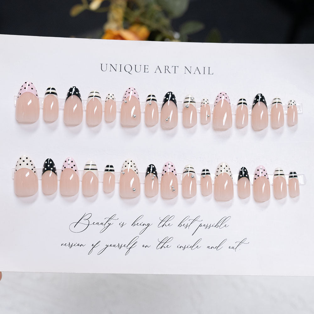 Decorative Press-On Nail Set with Unique Art Design