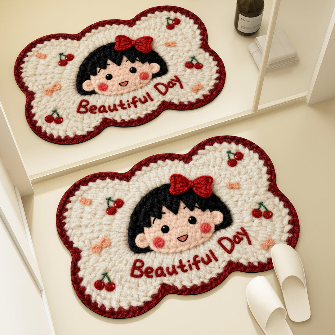 Bear-Shaped Plush Bath Mat for Bathroom