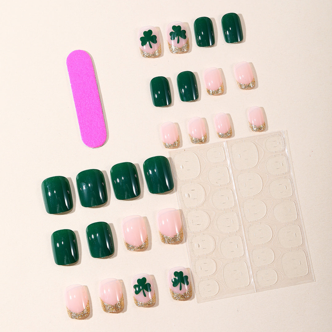 Festive Shamrock-Themed Nail Art Extensions Kalsten