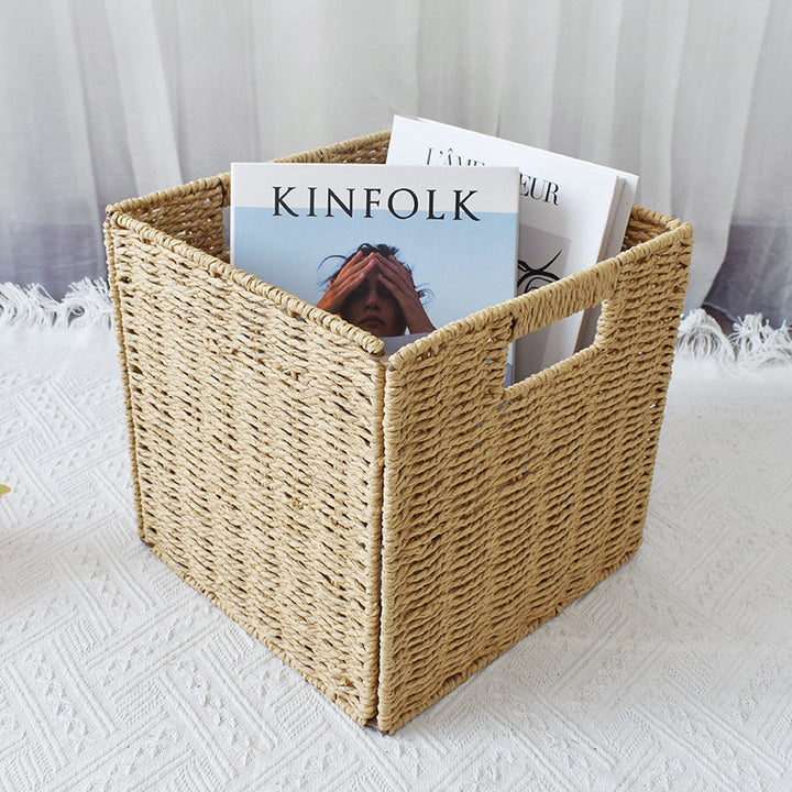 Rustic Woven Storage Bin Kalsten