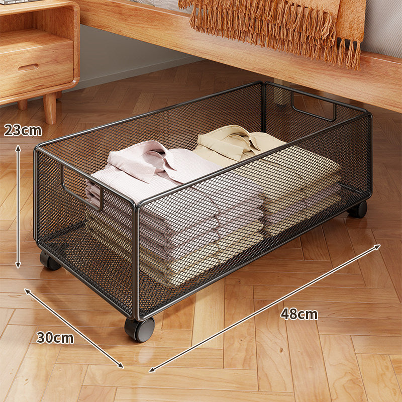 Under-Bed Rolling Mesh Storage Basket with Castor Wheels