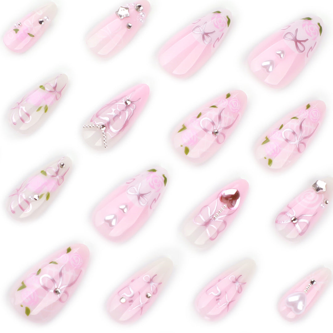 Artful Nail Art with Romantic Rose and Bow Designs Kalsten