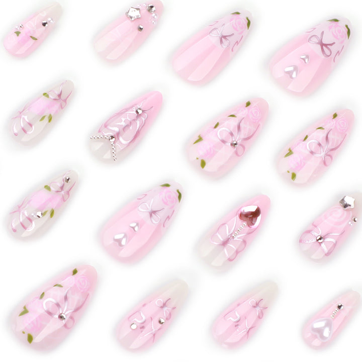 Artful Nail Art with Romantic Rose and Bow Designs Kalsten