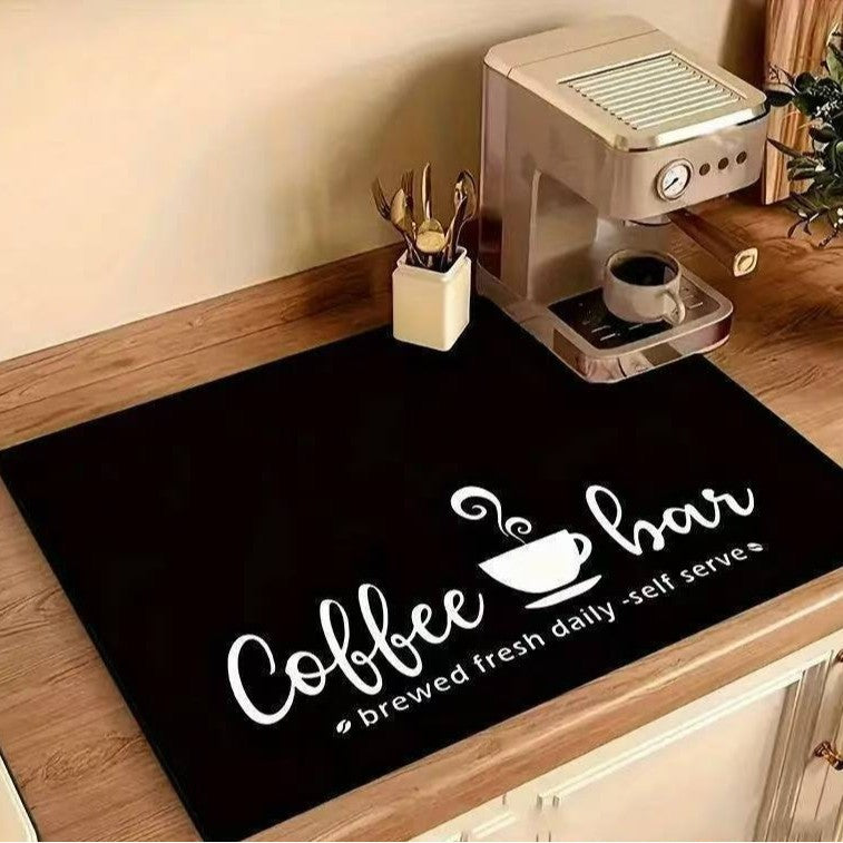 Coffee-Themed Decorative Kitchen Mat