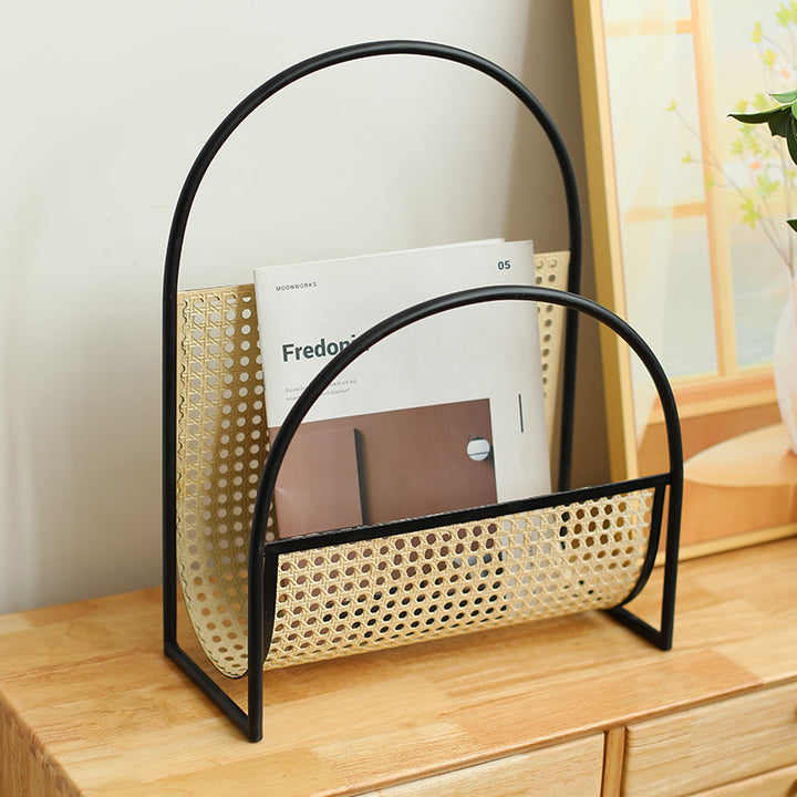 Unisex Elegant Magazine Holder with Artistic Weaving Structure Kalsten