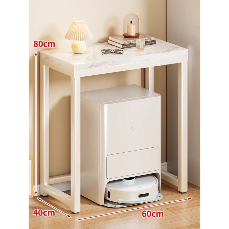 Marble Top Gold Metal Console Stand for Robot Vacuum Dock and Entryway Organizer