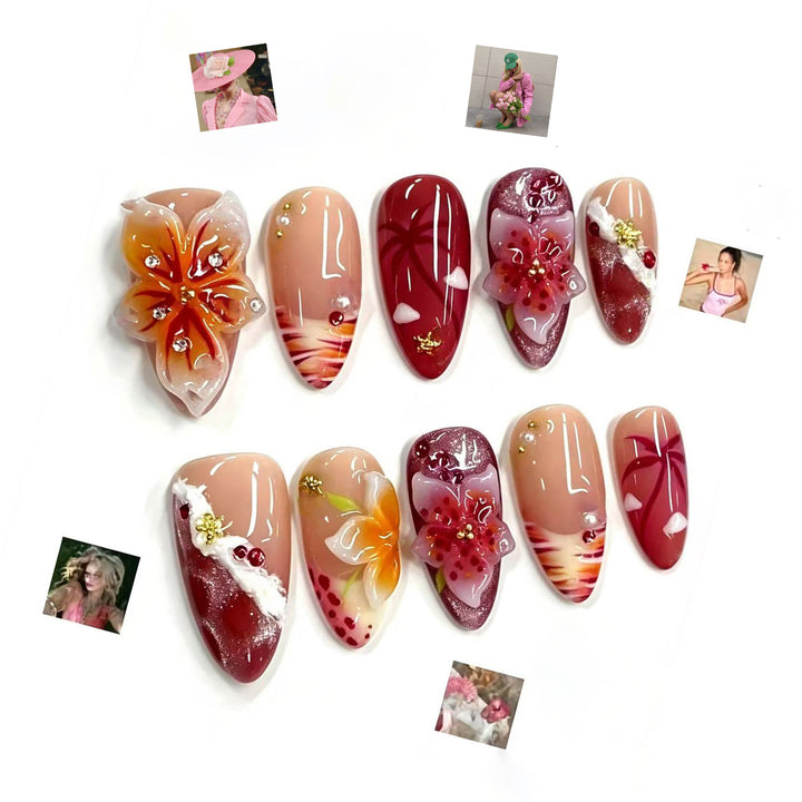 Floral-Inspired Creative Press-On Nail Art Set