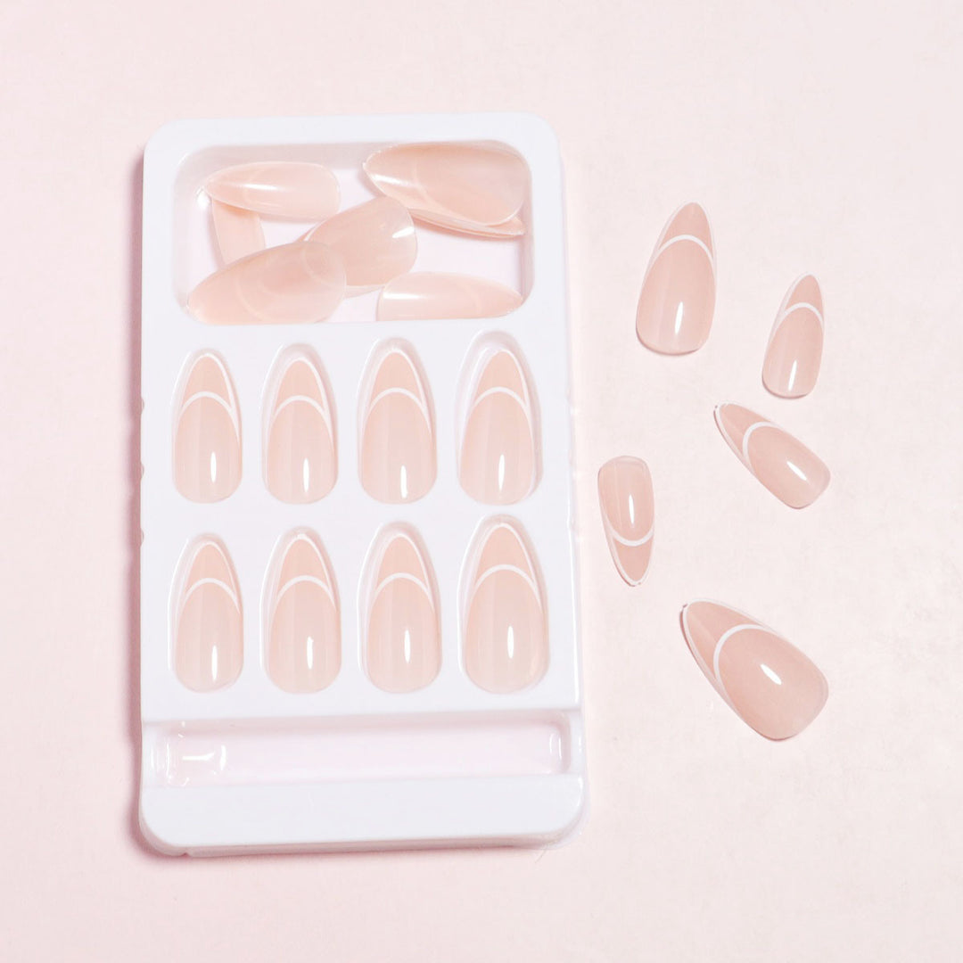 Almond-Shaped Press-On Nails with Elegantly Curved French Tips Kalsten