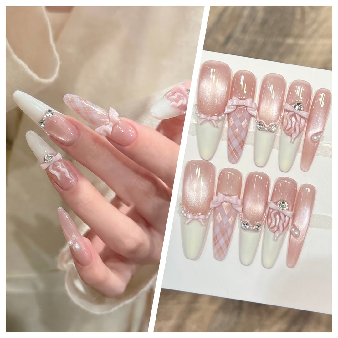 Artistic Stiletto Press-On Nail Set with Charming Patterns Kalsten