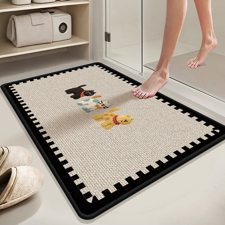 Absorbent Non-Slip Bath Mat with Winter Theme
