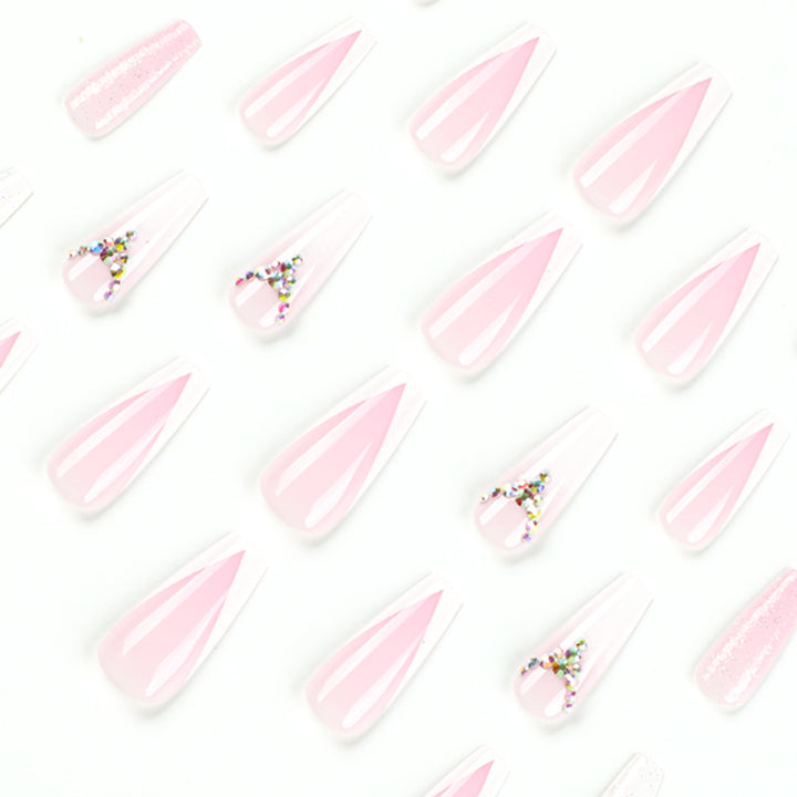 Artful Nail Extensions with Glitter and Rhinestone Accents Kalsten