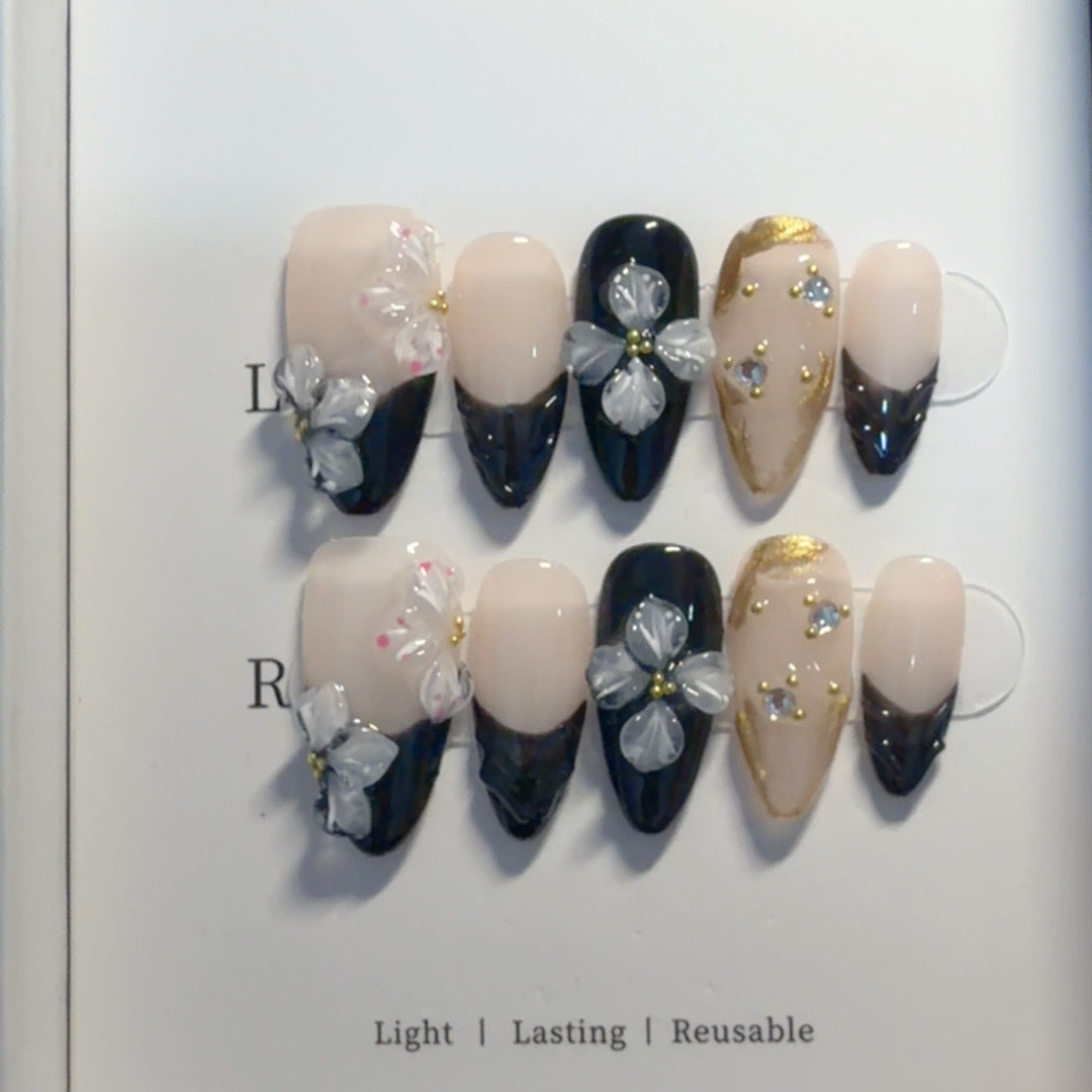 Floral Embellished Press-On Nail Art Set