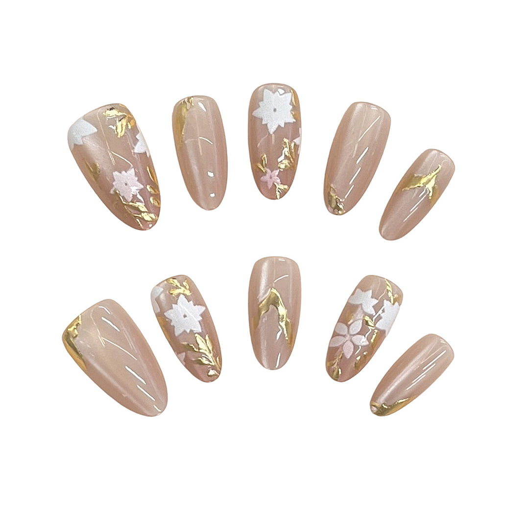 Floral Embellished Press-On Nail Design Kalsten