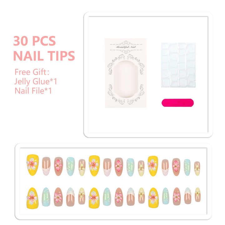 Floral Embellished Press-On Nail Set