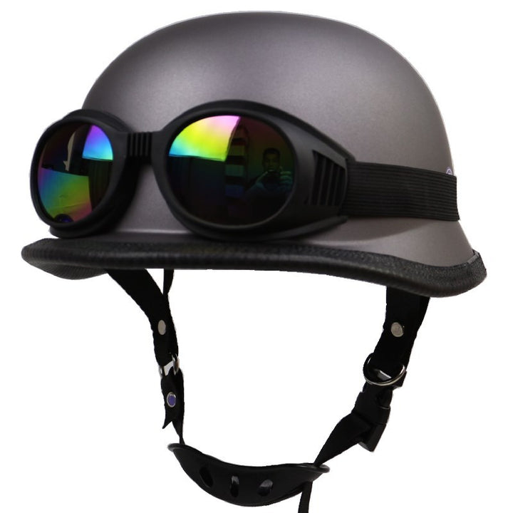 Retro Half-Style Motorcycle Helmet with Protective Goggles Kalsten