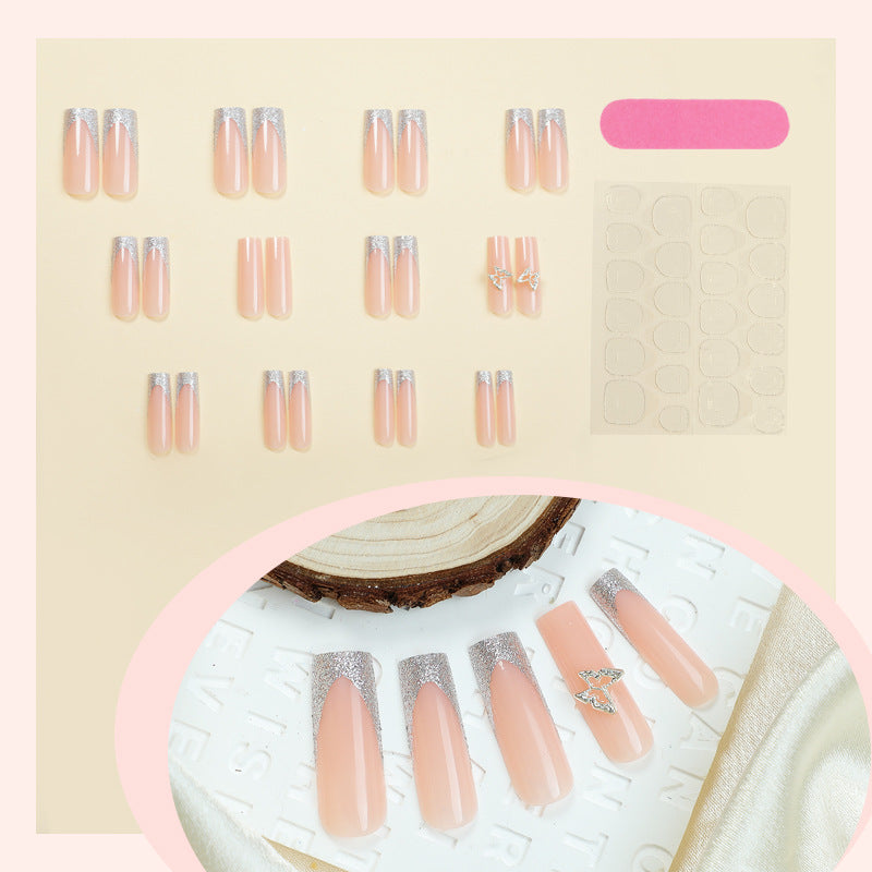 Elegant Silver Glitter Press-On Nail Set Kalsten
