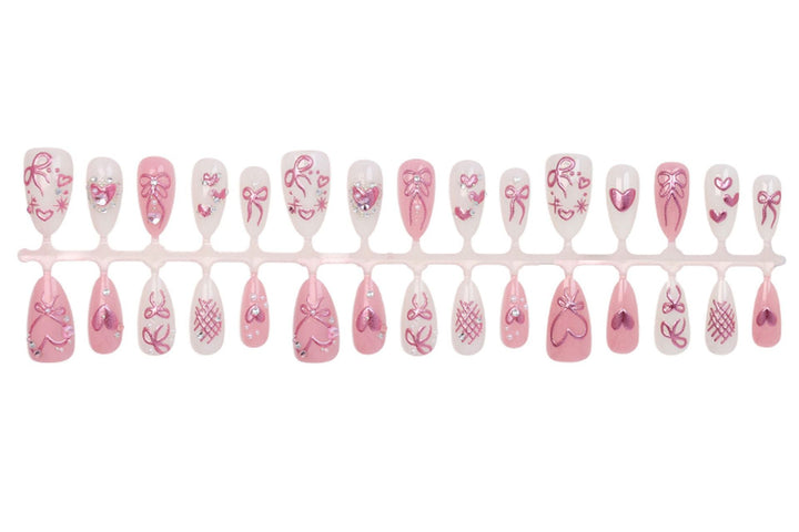 Artificial nail set with romantic bow and heart designs Kalsten