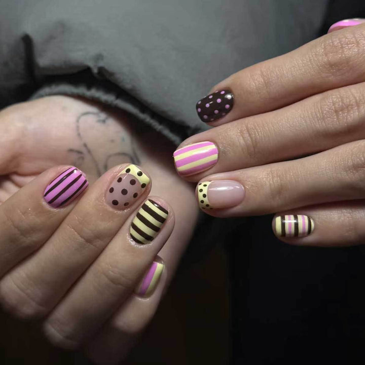 Artistic Striped and Polka Dot Nail Art Kit