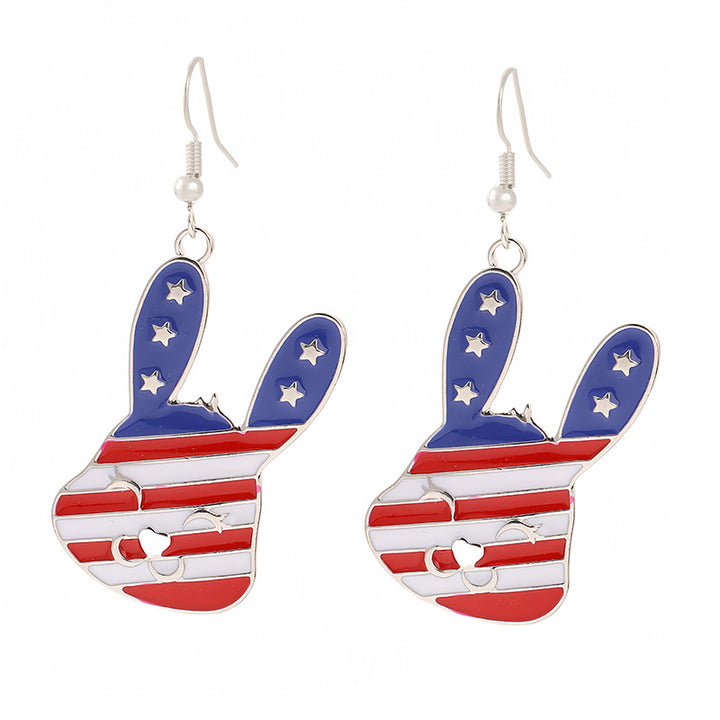 Ladies enamel earrings horseshoe with star stripe motif Kalsten