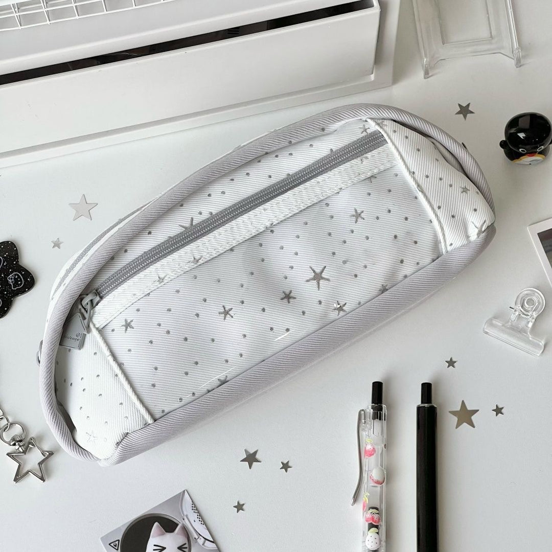 Multi-Compartment Star Pattern Pencil Case