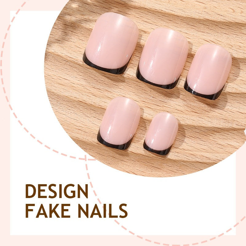 Elegant Artificial Nail Set with Black Tip Kalsten