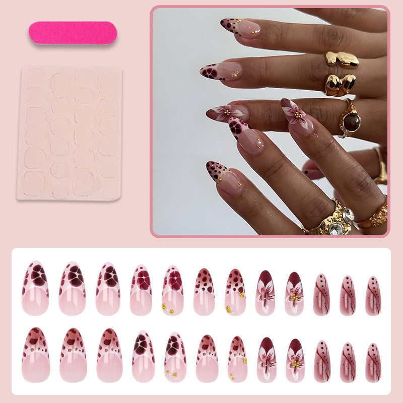 Acrylic nail set with floral and modern decorations Kalsten