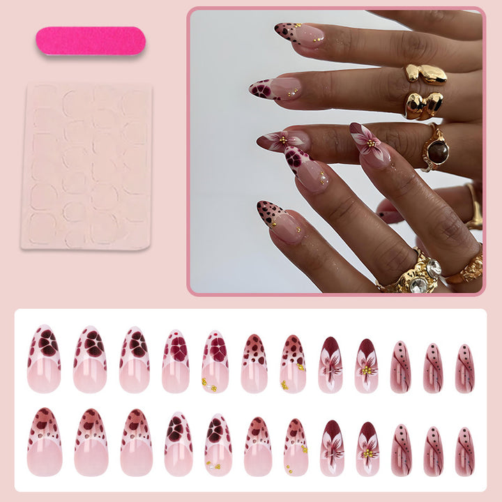 Acrylic nail set with floral and modern decorations Kalsten